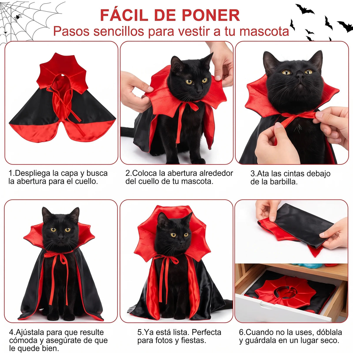 Capa de Vampiro para Gatos 🐈‍⬛